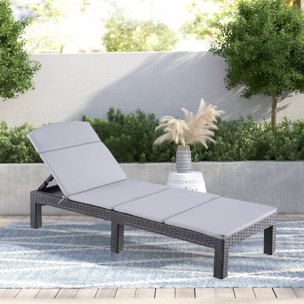 BOLLI Lot de 2 Bain de Soleil - Chaise Longue Jardin Exterieur - Résine Imitation rotin tressé - Dossier réglable - Gris Sparkle(avec Coussin)
