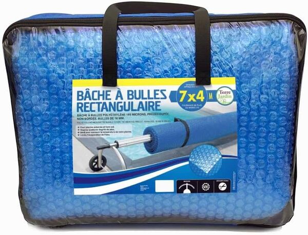 TERRE JARDIN Bâche à Bulles Piscine rectangulaire 180 microns - 9 x 4 - Bleu
