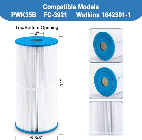 REEPLAR PWK35B remplace les filtres Hot Springs Limelight Spa, compatible avec Watkins 1642301-1, 78161, 78286, Filbur FC-3921, Hot Spring Limelight Series – 35 m² – Lot de 2