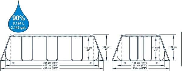 Bestway piscine hors sol rectangulaire Power Steel™ 412 x 201 x 122 cm
