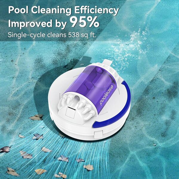 Poolease X1 Robot nettoyeur de piscine sans fil, robot aspirateur de piscine pour piscine hors sol/hors sol, double moteur de 45 W, stationnement automatique, capacité améliorée avec 2 L de débris