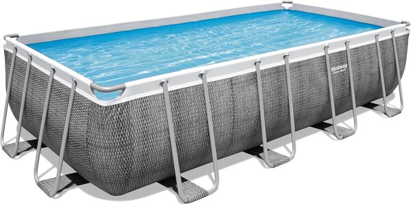 Bestway 56996 Framepool Mixte Adulte, Gris rotin, 488 x 244 x 122