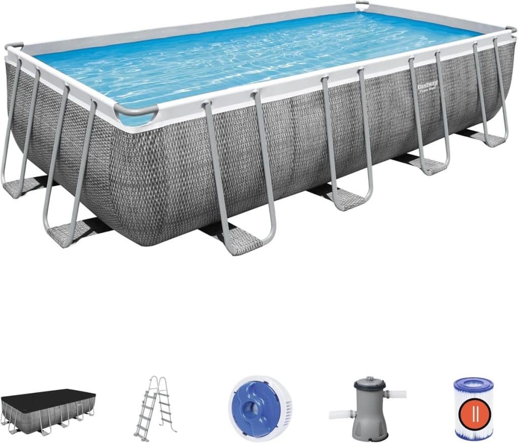 Test : bestway 56996 Framepool, piscine gris rotin 488 x 244 x 122 cm