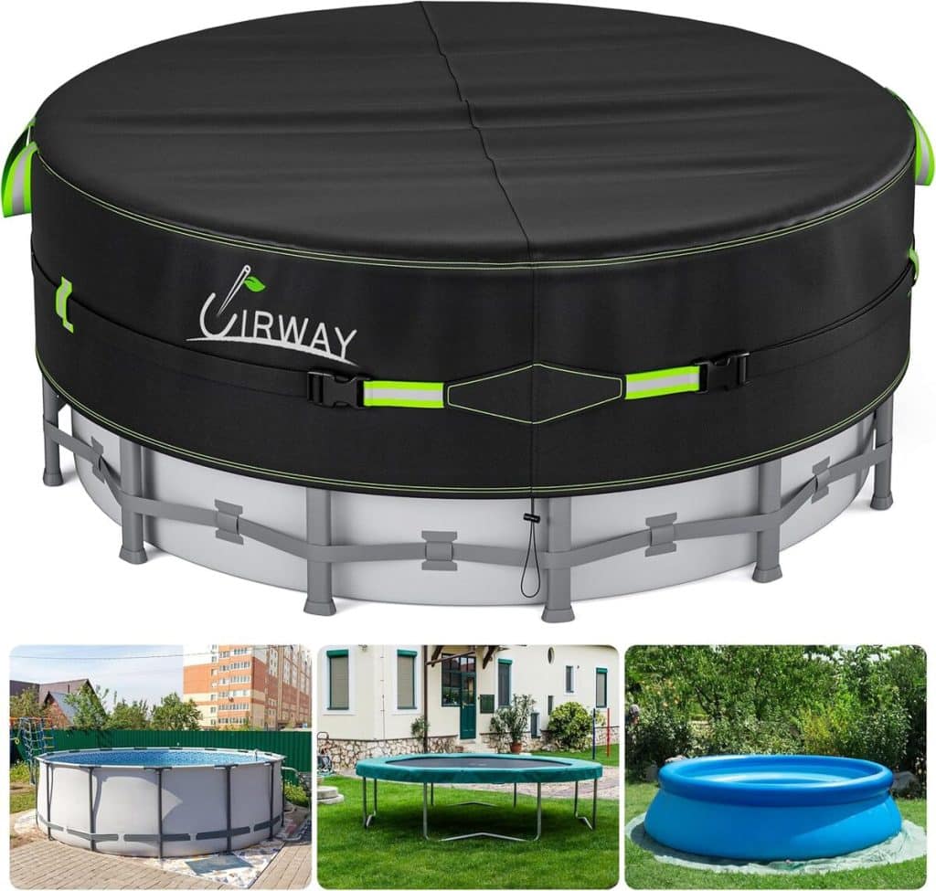 Test de la couverture de piscine UIRWAY 549 cm avec bandes réfléchissantes