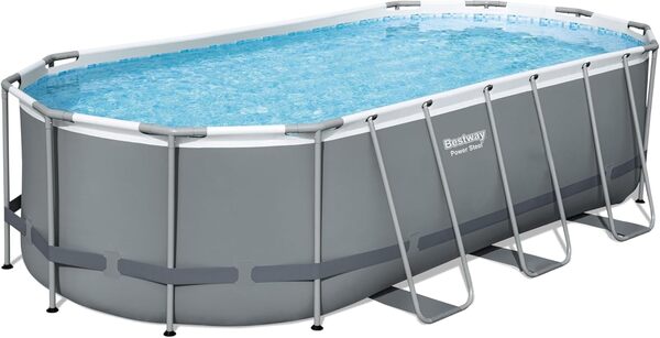 BESTWAY Piscine hors sol ovale Power Steel™ 549 x 274 x 122cm avec filtre à cartouche, bâche, échelle