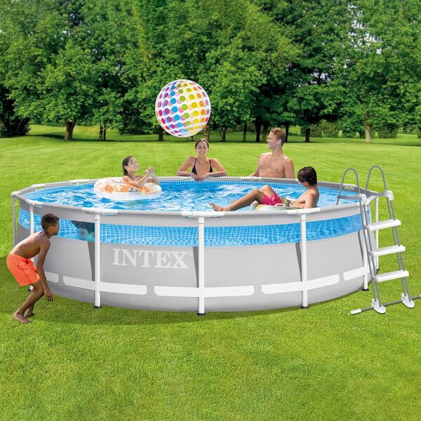 Intex - 26722NP - Kit piscine tubulaire ronde Clearview 4,27 X 1,07m, Gris