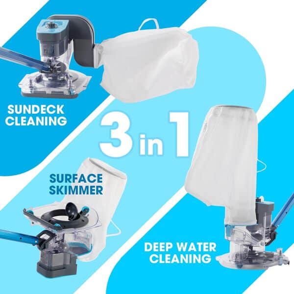 PoolCent Leaf Eater Plus Aspirateur de piscine sans fil robuste de 30 GPM, multifonction pour nettoyage en profondeur, peu profond et de surface, rechargeable, pour piscines hors et creusées