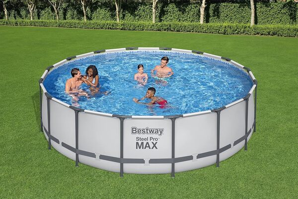 Bestway Steel Pro max Kit Piscine Hors Sol Ronde 4,88 m X 1,22 m, Blanc