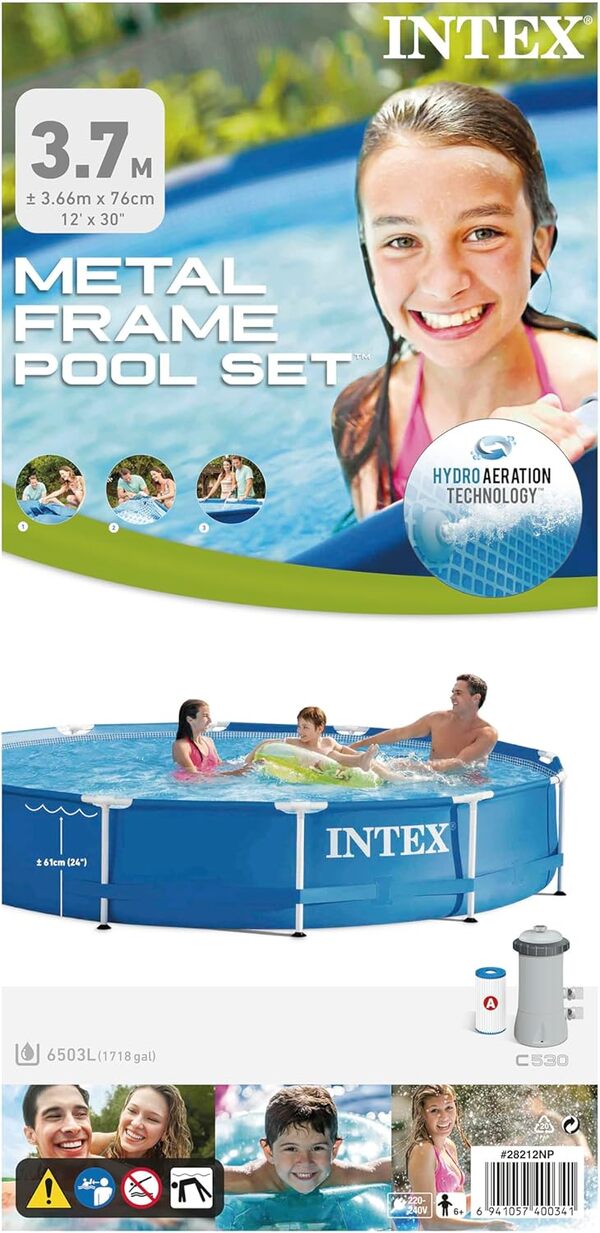 Intex 28212GN Piscine hors-sol cadre métal avec épurateur 366 x 76 cm