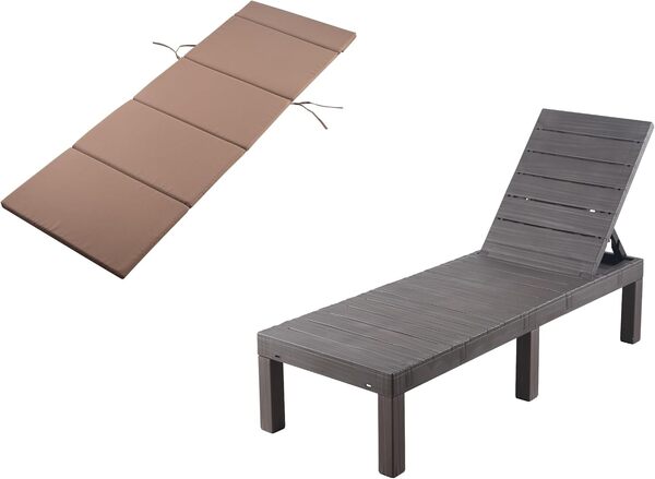 Buartttbear Lot de 2 Bain de Soleil Jardin Exterieur avec Coussin,Chaise Longue Pliante avec Appuie-tête,Inclinable Relax Transat pour Jardin Camping Salon