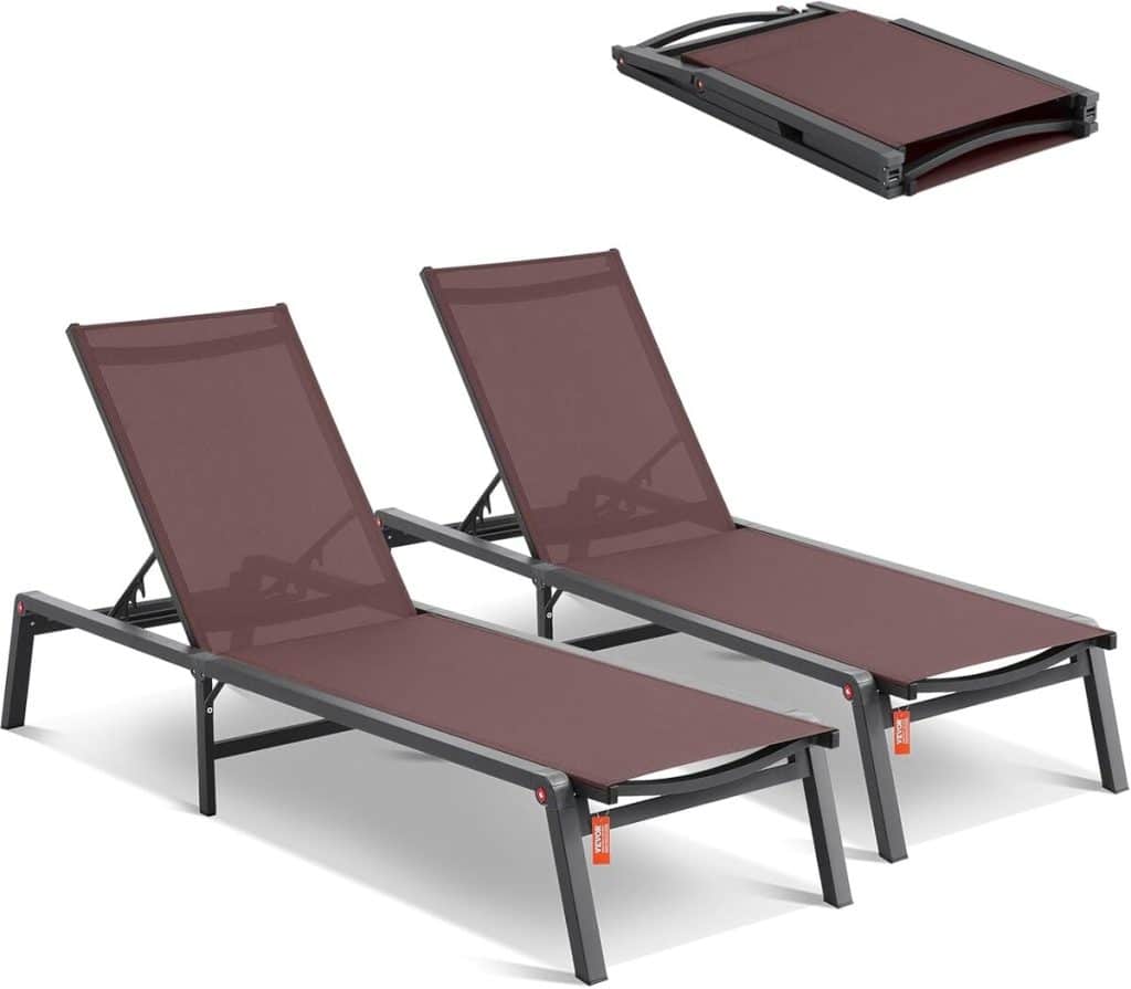 Test : chaise longue VEVOR pliable avec 5 positions réglables