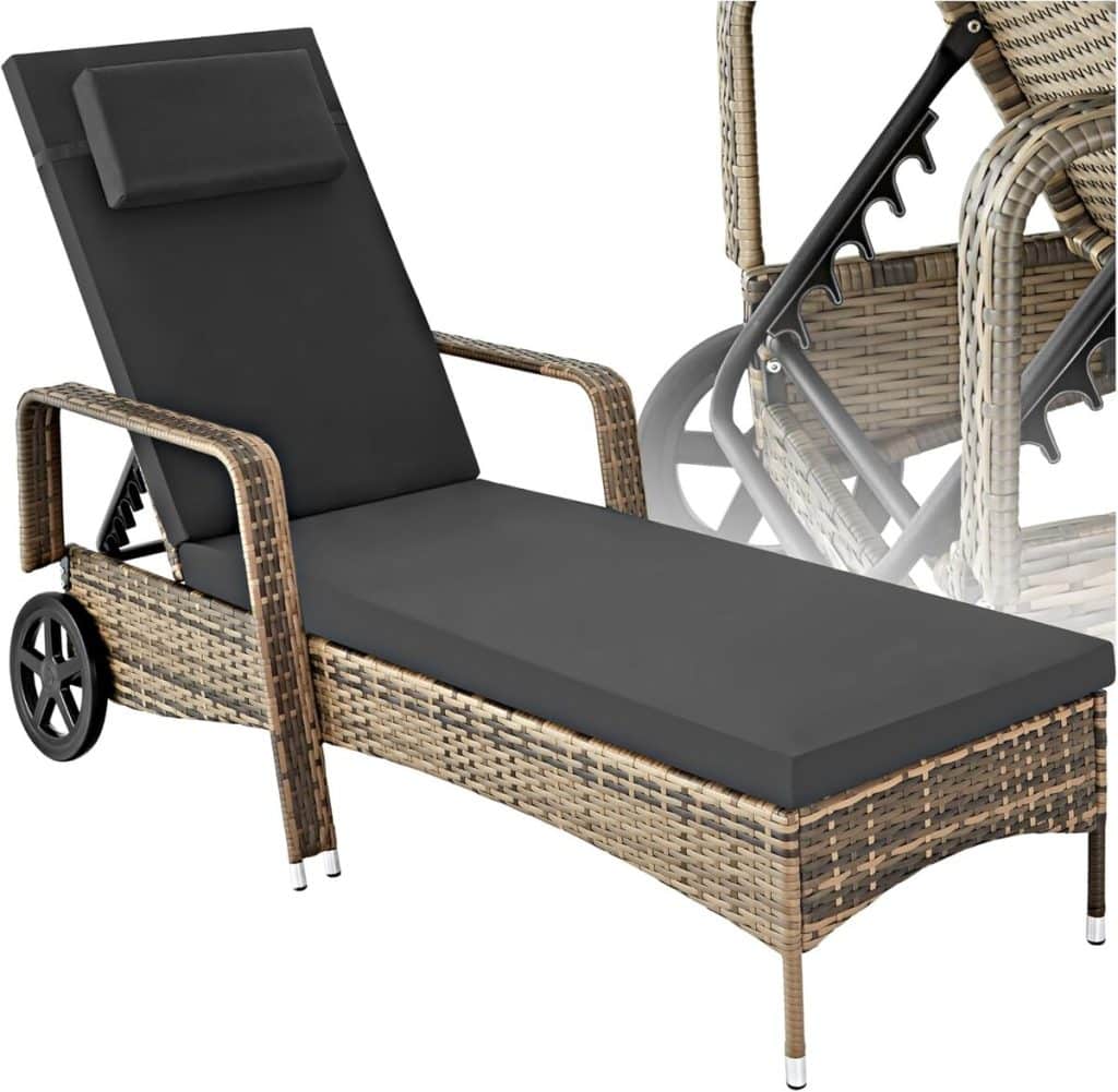 Test de la chaise longue tectake® inclinable en résine tressée