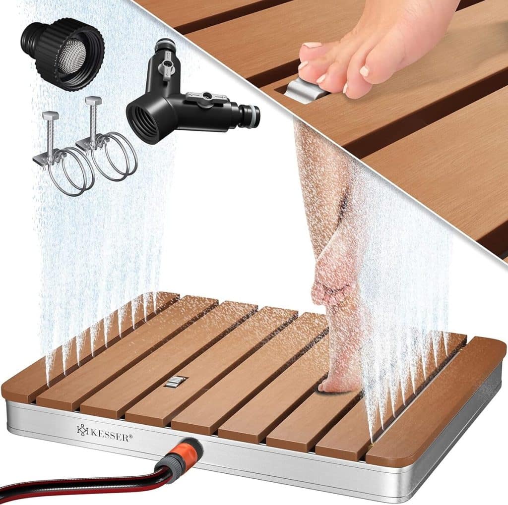 Test douche extérieure KESSER : hauteur réglable et commande à pédale