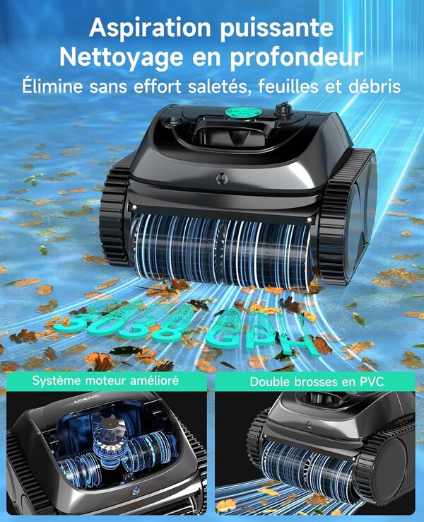 WYBOT C1 Robot Piscine Fond et Parois 150 Min Aspirateur Piscine avec Planification Intelligente des itinéraires, Nettoyage entièrement Automatique du Sol, des Lignes d'eau et des Murs, jusqu'à 150m²