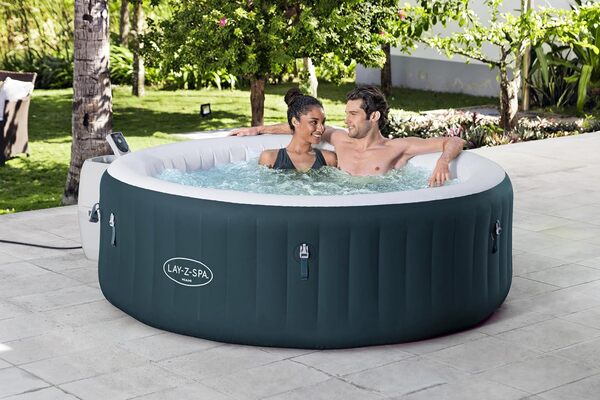 Bestway - Spa Gonflable Miami AirJet Efficacité énergétique pour 4 à 6 Personnes - 196 cm x 196 cm x 66 cm - Vert foncé