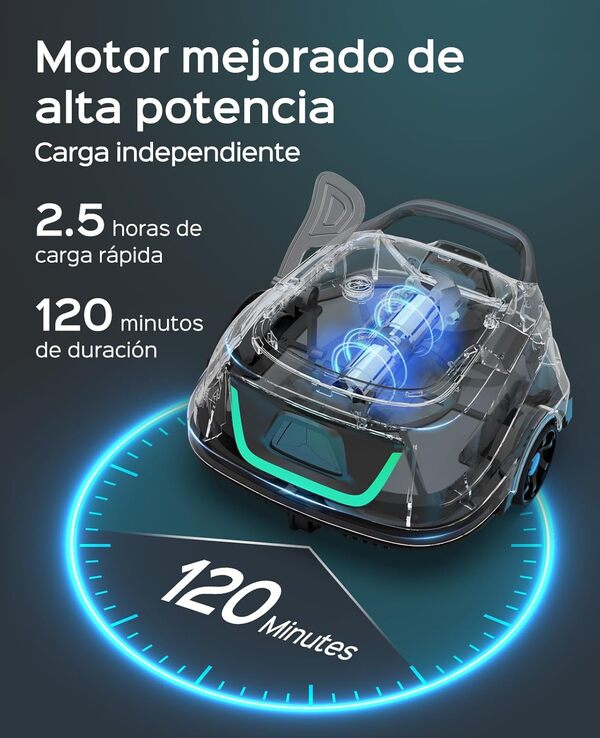 (2025 Upgrade) Robot Piscine WYBOT A1, Autonomie Jusqu'à 120 Minutes, Robot Piscine sans Fil avec Double Filtre, Robot Piscine Hors Sol pour des Surfaces Jusqu'à 100 m²(Vert Blanc Nacré)