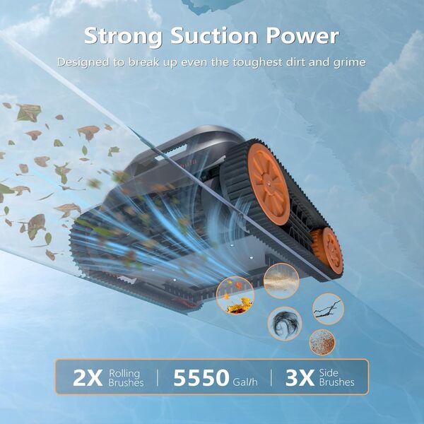 Coasteering Nebula Robot Piscine Fond et Parois, Ligne d'eau, Aspirateur Piscine sans Fil, Planification Intelligente, Autonomie de 180 Min, 4 Modes, Idéal pour Piscines Enterrées 300 m²-2025 Nouveau