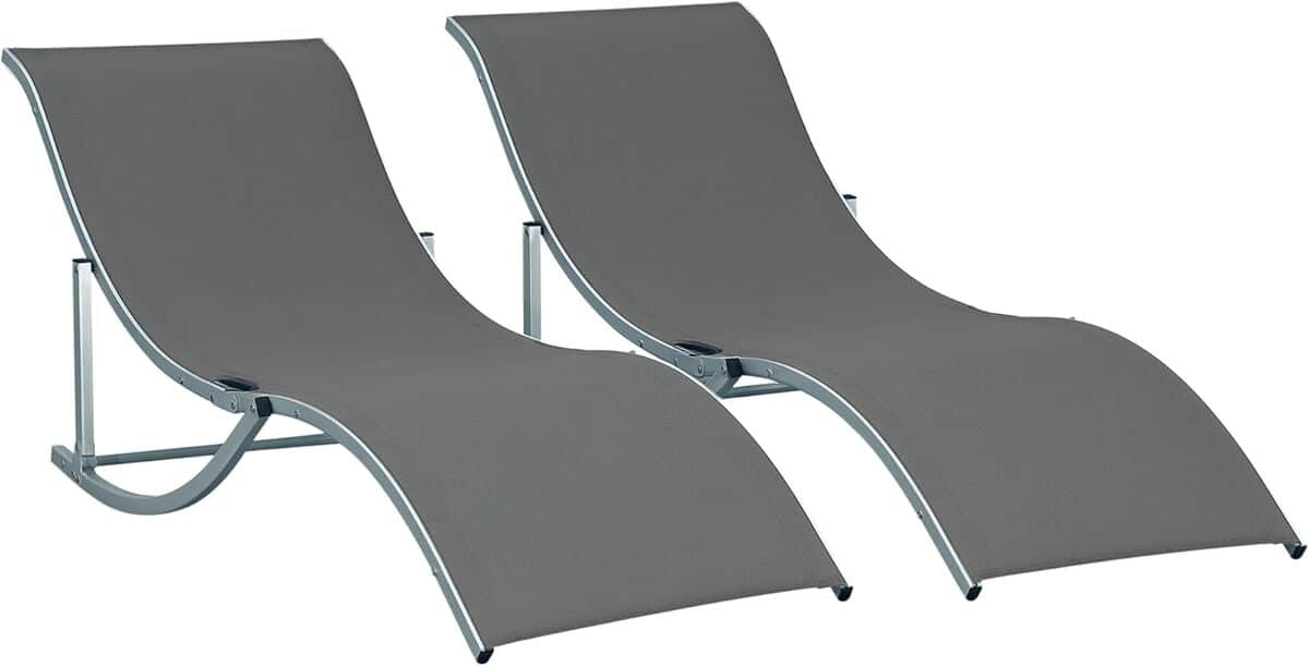 Test Outsunny transats pliables en aluminium anthracite