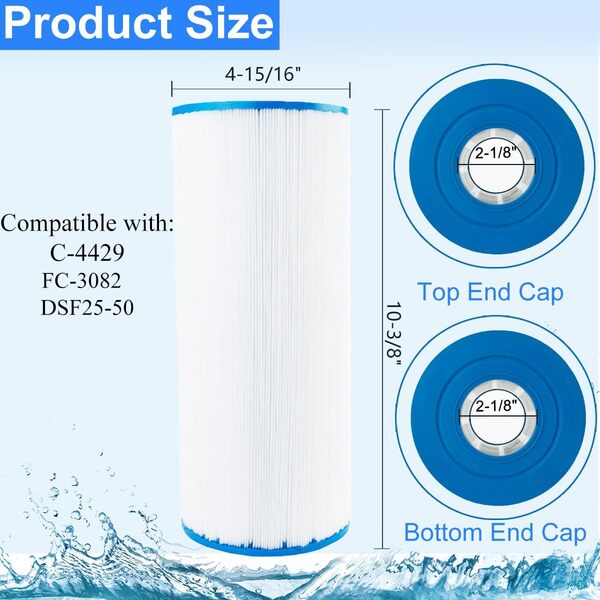 HANXER Lot de 2 cartouches filtrantes de rechange pour spa Unicel C-4429, DSF25-50, FC-3082, Nemco 30, 40302, 30 m²