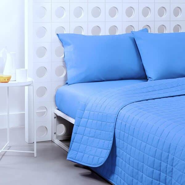 Bassetti Couvre-lit matelassé Primaverile pour lit double en pur coton 260 x 260 cm Couleur bleu ciel