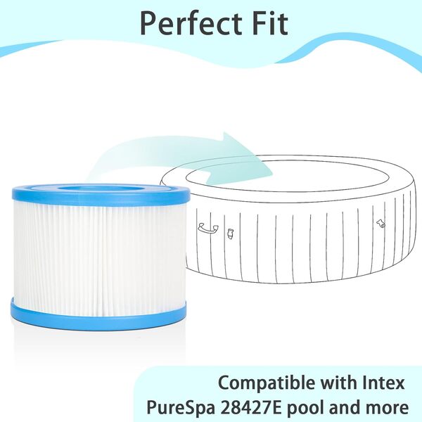 Future Way Lot de 6 filtres de Spa de Type S1, compatibles avec Tous Les filtres Intex PureSpa, faciles à Installer pour Piscine, Spa, Jacuzzi