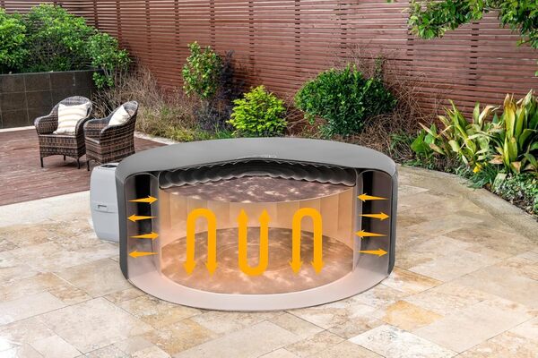 Couverture thermique pour spas ronds 1,70m x 66cm, compatible avec pompes intégrées et pompes externes, EnergySense™, waterproof, Gris foncé