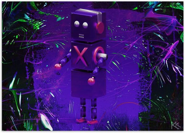 Feeby Papier peint Vinyle Pour Gamer Console De Jeux 450x315 cm XXL Moderne Décoration Murale Muraux Tapisserie Salon Chambre à coucher Bureau Couloir Hôtel Spa Design Jeune Adolescent Robot violet