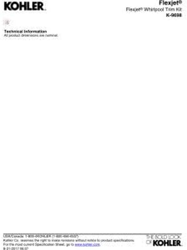 KOHLER K-9698-0 Flexjet Kit de garniture pour Whirlpool Blanc