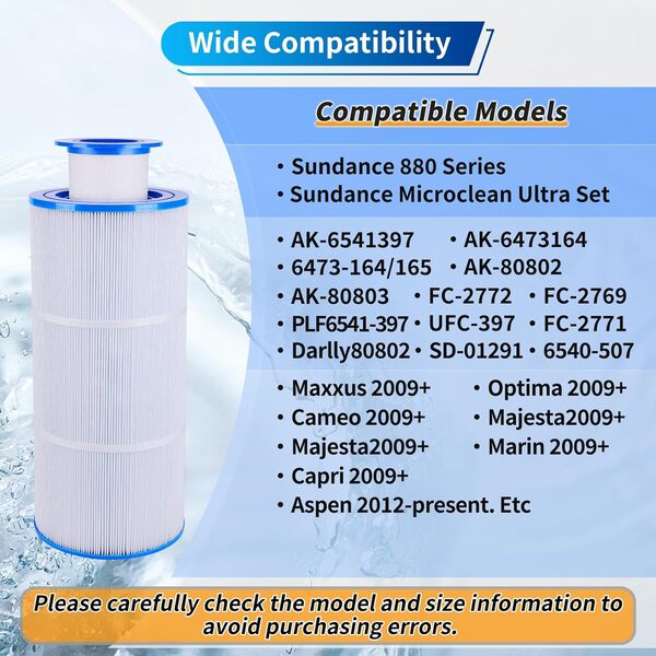 Ehcnwh La cartouche de filtre 6541-397 est compatible avec le filtre Sundance Spa série 880