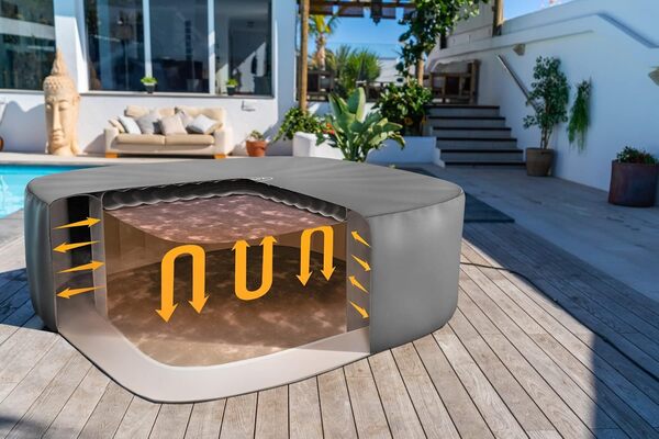 Bestway Lay-Z-Spa Housse Thermique Carrée energysense 1,80 m X 1,80 m X 71 cm, Gris