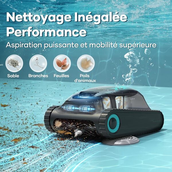 AIPER Scuba S1 Robot Piscine Fond et Parois, Ligne d'eau, Aspirateur Piscine sans Fil, 4 Modes, 150Min d'Autonomie, Escalader Les Murs, Navigation Intelligente 2.0, Idéal pour Piscines Enterrées 150㎡
