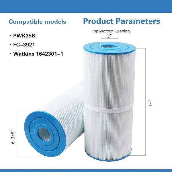 AmiBron PWK35B Lot de 2 filtres de Spa Hot Springs Limelight Series compatibles avec Watkins 1642301-1, 78161, 78286, Filbur FC-3921, Filtre en Tissu plissé