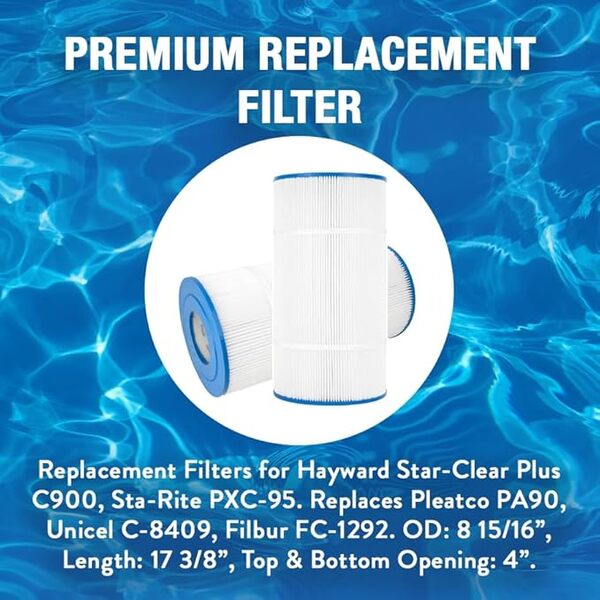 Doheny's Filtres de rechange PA901 pour piscine et spa Hayward StarClear Plus C900, Sta-Rite PXC-95 Repl