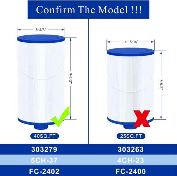Cryspool MPT-Thread Lot de 2 filtres pour Spa Remplace Watkins 303279, FC-2402, Filtre à débit Libre et Lifesmart, Filetage Plus Fin de 3,8 cm
