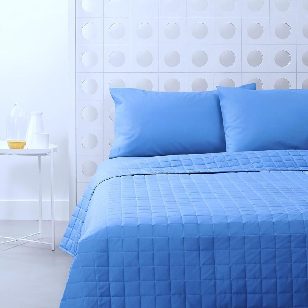 Avis : bassetti couvre-lit Primaverile en coton bleu ciel