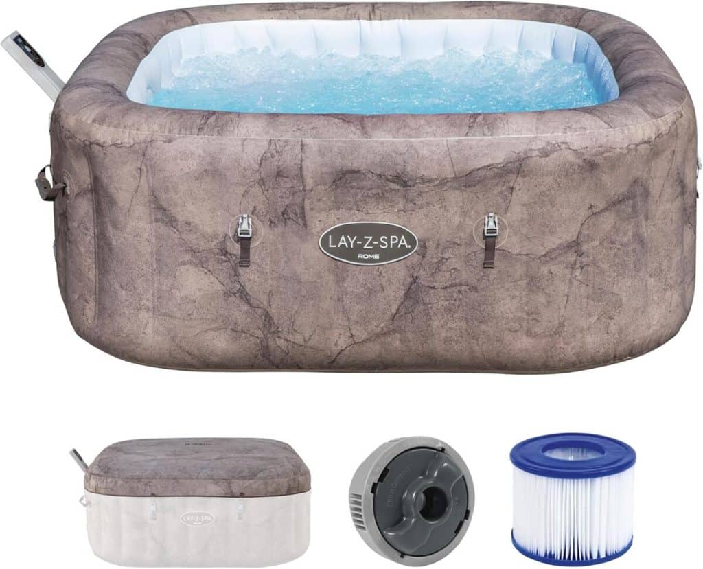 Test du spa Bestway Rome : carré, marbre et technologie avancée