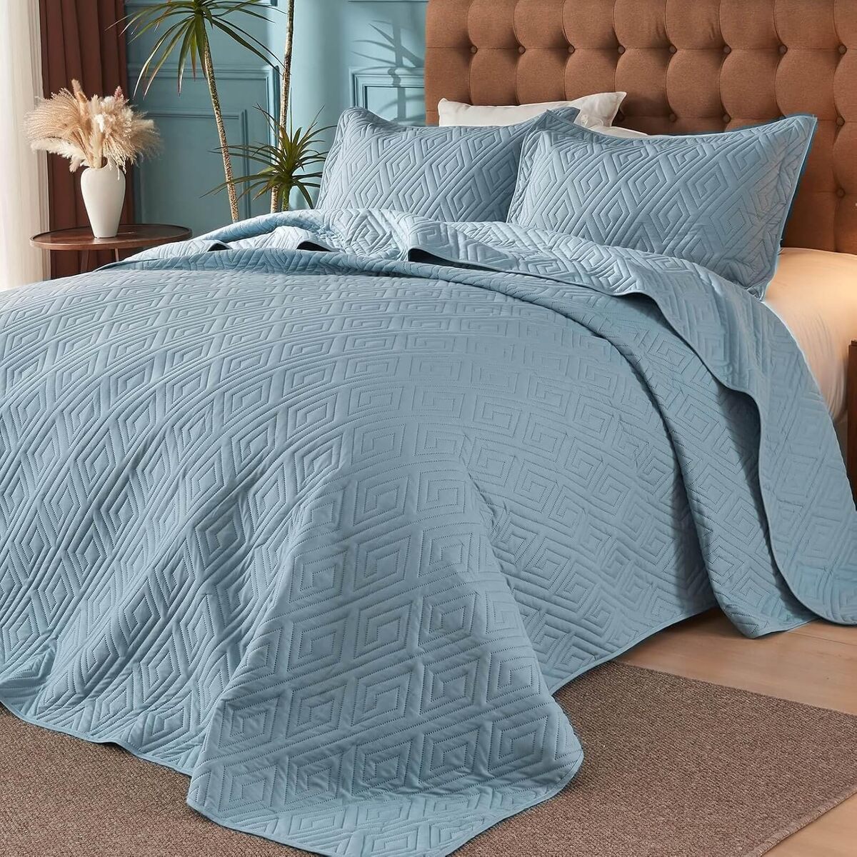 Test Kingnex couvre-lit surdimensionné 128 x 120 cm - bleu spa