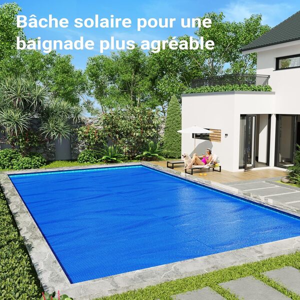 Bâche Solaire à Bulles pour Piscine 5x8m Bleu Protection Couverture Chauffage de Piscine
