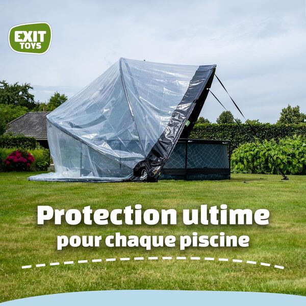 EXIT Toys Dôme de Piscine ECO - ø460cm - Convient à Tous Les Piscines et Sols - Protection pour Piscines Gonflables, à Parois en Acier, à Châssis et Enterrées - Stable et Résistante aux Intempéries
