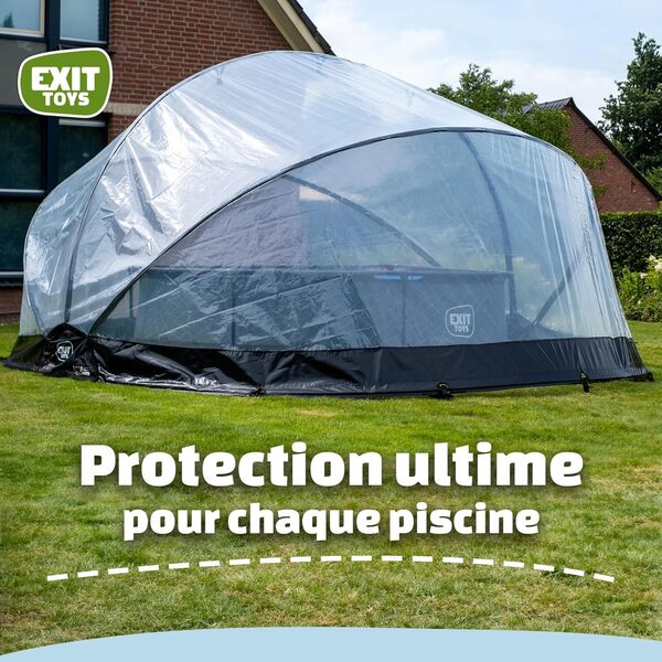 EXIT Toys Dôme de Piscine ECO - ø550cm - Convient à Tous Les Piscines et Sols - Protection pour Piscines Gonflables, à Parois en Acier, à Châssis et Enterrées - Stable et Résistante aux Intempéries