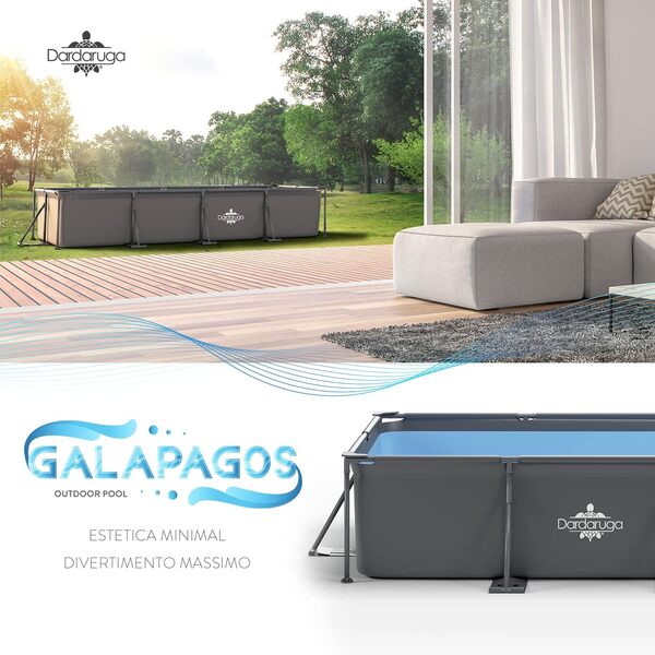Piscine Tubolaire Hors Sol 450 x 220 x 84 cm + Pompe Filtre économie d'énergie + 2 Cartouches Filtres, Modèle GALAPAGOS, Brand et Assistance Italienne, Matériaux Premiers, Liner Multi-Couche