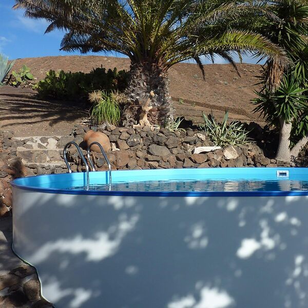 Medipool Set de piscine de première qualité, ronde, diamètre 5 x 1,20 m, film 0,8 et 0,6 mm, manteau acier inoxydable, avec filtre à sable Flow 5 avec 5,5 m³/h, échelle en acier inoxydable, pour tous types de construction au choix, kit tuyau Skimmer et buse