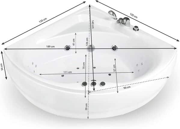 Baignoire Balnéo Maldives Jets 135 x135 x54 cm, by SPALINA
