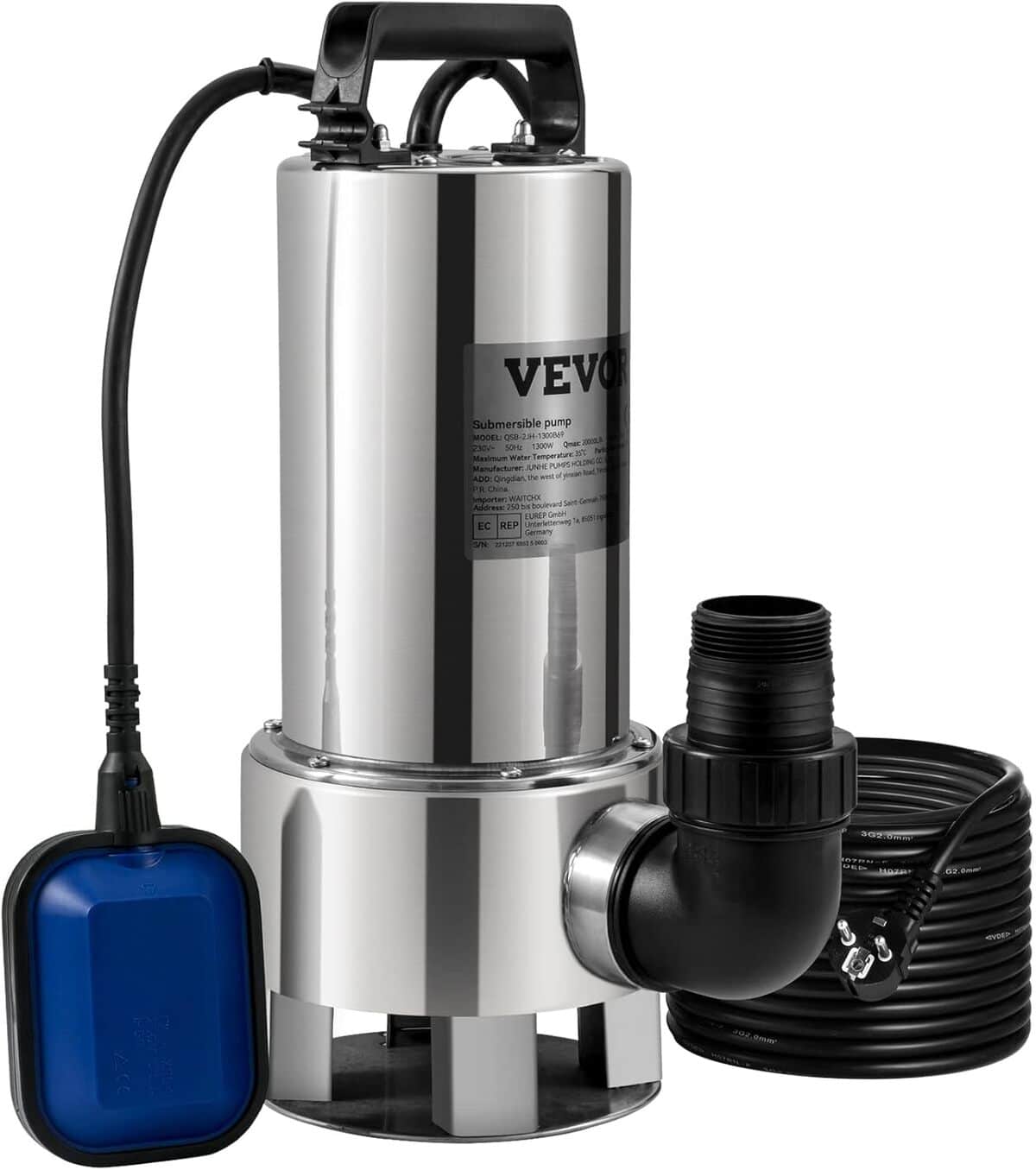 Test : vevor Pompe de relevage 1300 W pour eaux chargées