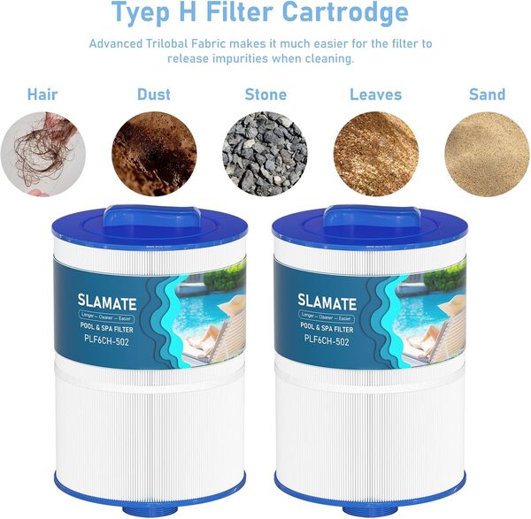 PAS50SV-F2M Lot de 2 filtres de Rechange pour Spa PAS50SV-F2M, Unicel 6CH-502, Filbur FC-0311, Master Deluxe M60506, Magnum AR50, Baleen AK-90161, XLS-604