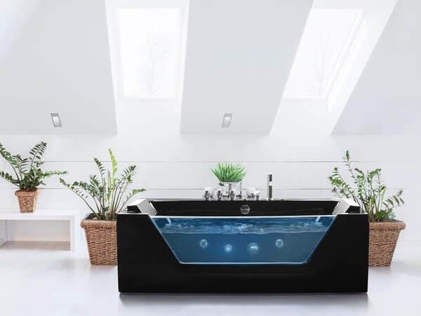 Baignoire Balnéo 170 cm en Acrylique Sanitaire Noir à LED Sous-Marines Samana