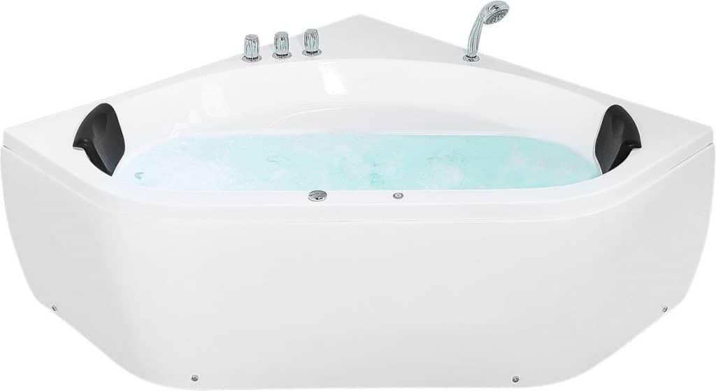 Test : baignoire balnéo d'angle Beliani 300L avec fonction massante chromothérapie