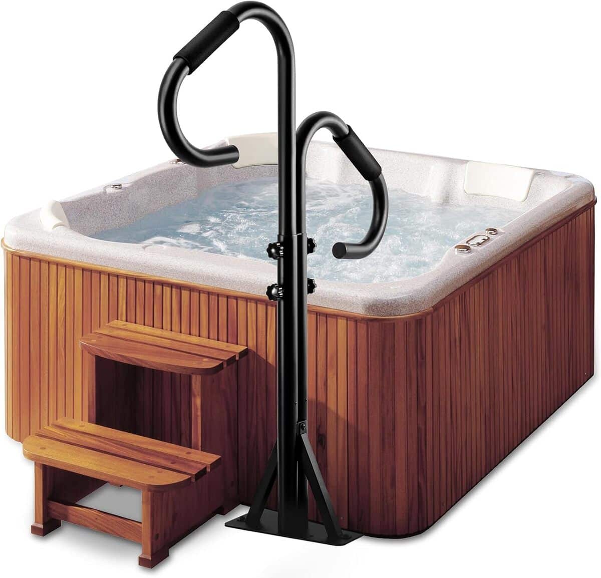 Test de la main courante ajustable pour jacuzzi
