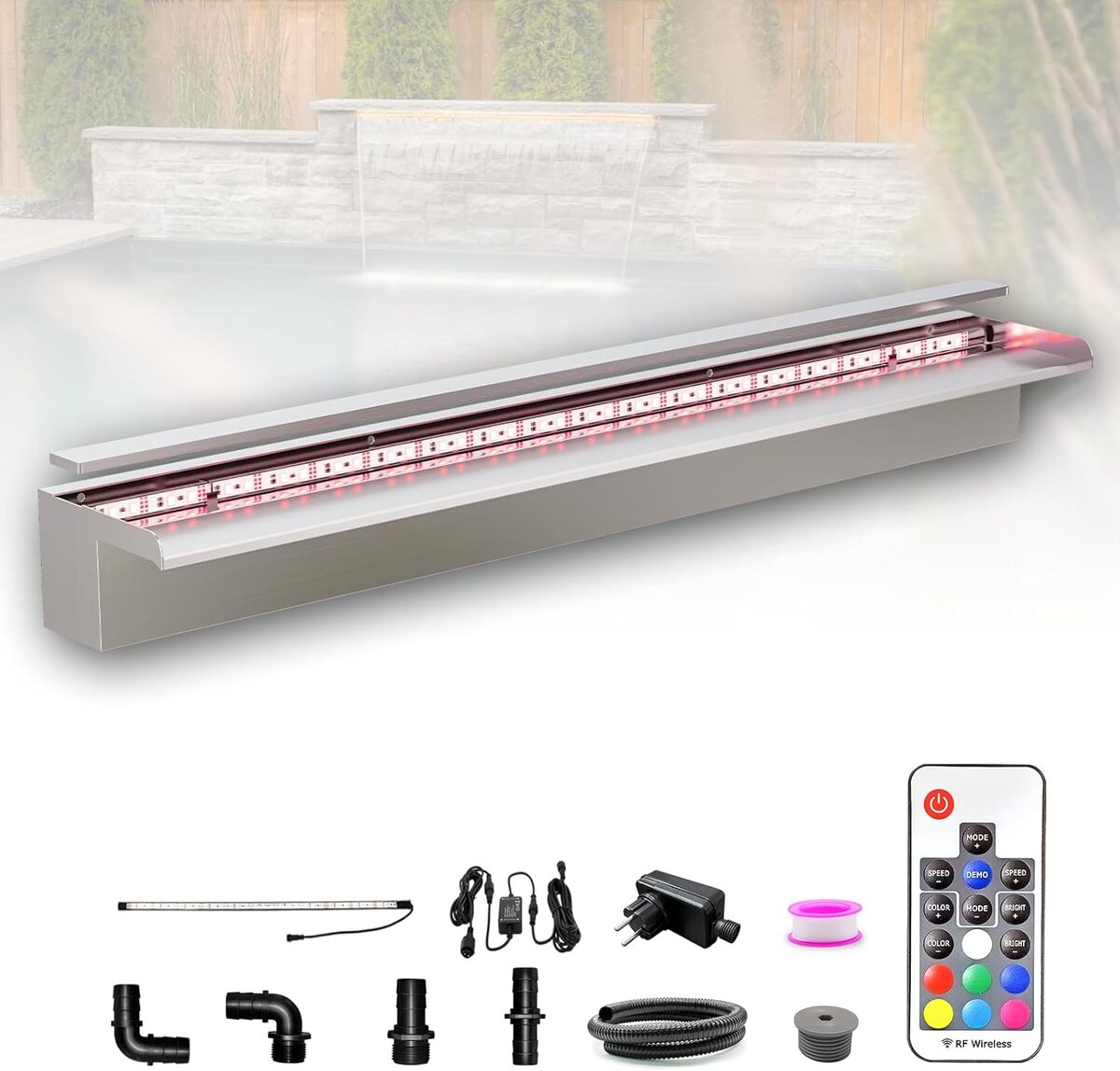 Test du kit de lames de cascade LONGRUN 90 cm avec LED et télécommande