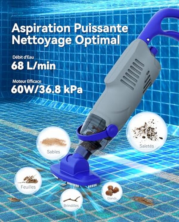 Découvrez notre analyse détaillée de l'aspirateur sans fil 60W Nichro : puissance, autonomie et efficacité pour une piscine parfaitement propre.